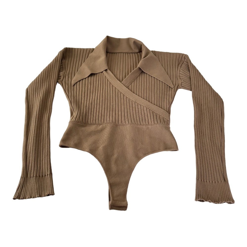 KHAITE Tan Ribbed Bodysuit - Picture 3 of 11